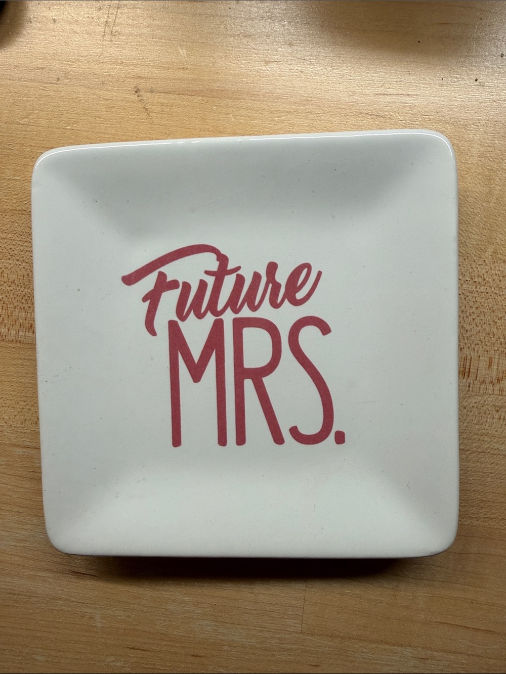 Future Mrs. Ceramic Trinket Dish - White with Pink Lettering